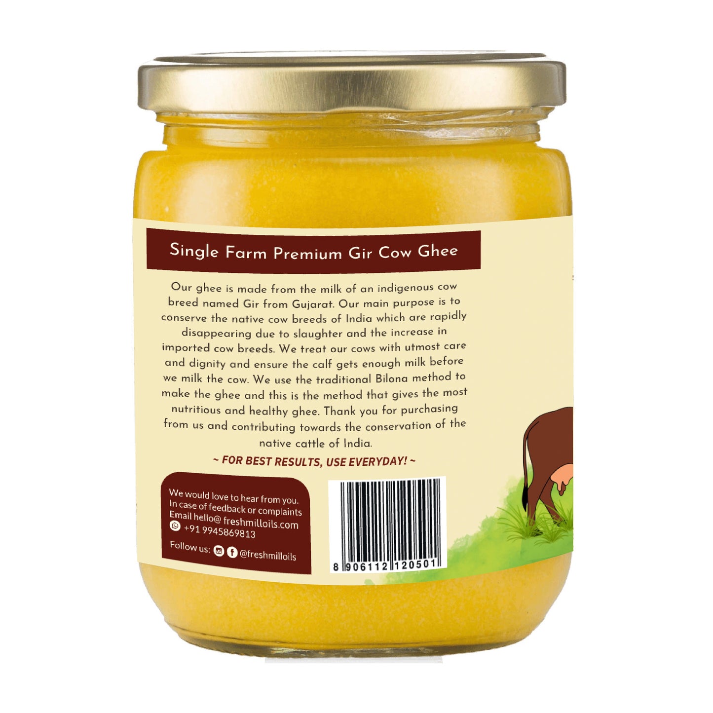 Agna A2 Desi Cow Ghee - Hand Churned from Curd