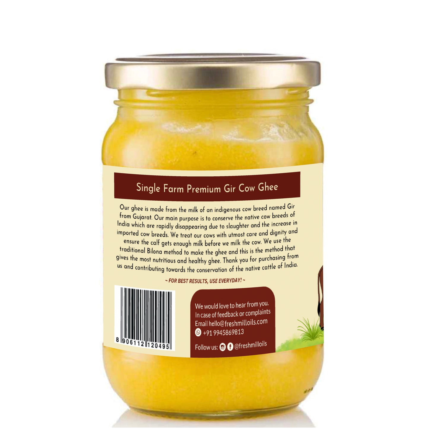 Agna A2 Desi Cow Ghee - Hand Churned from Curd