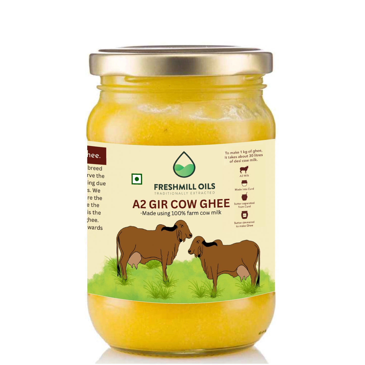 Agna A2 Desi Cow Ghee - Hand Churned from Curd