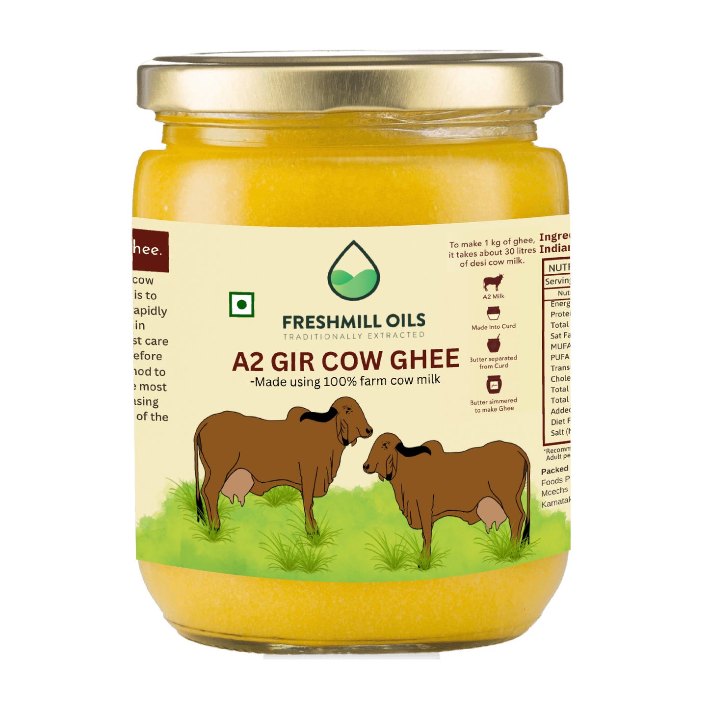 Agna A2 Desi Cow Ghee - Hand Churned from Curd