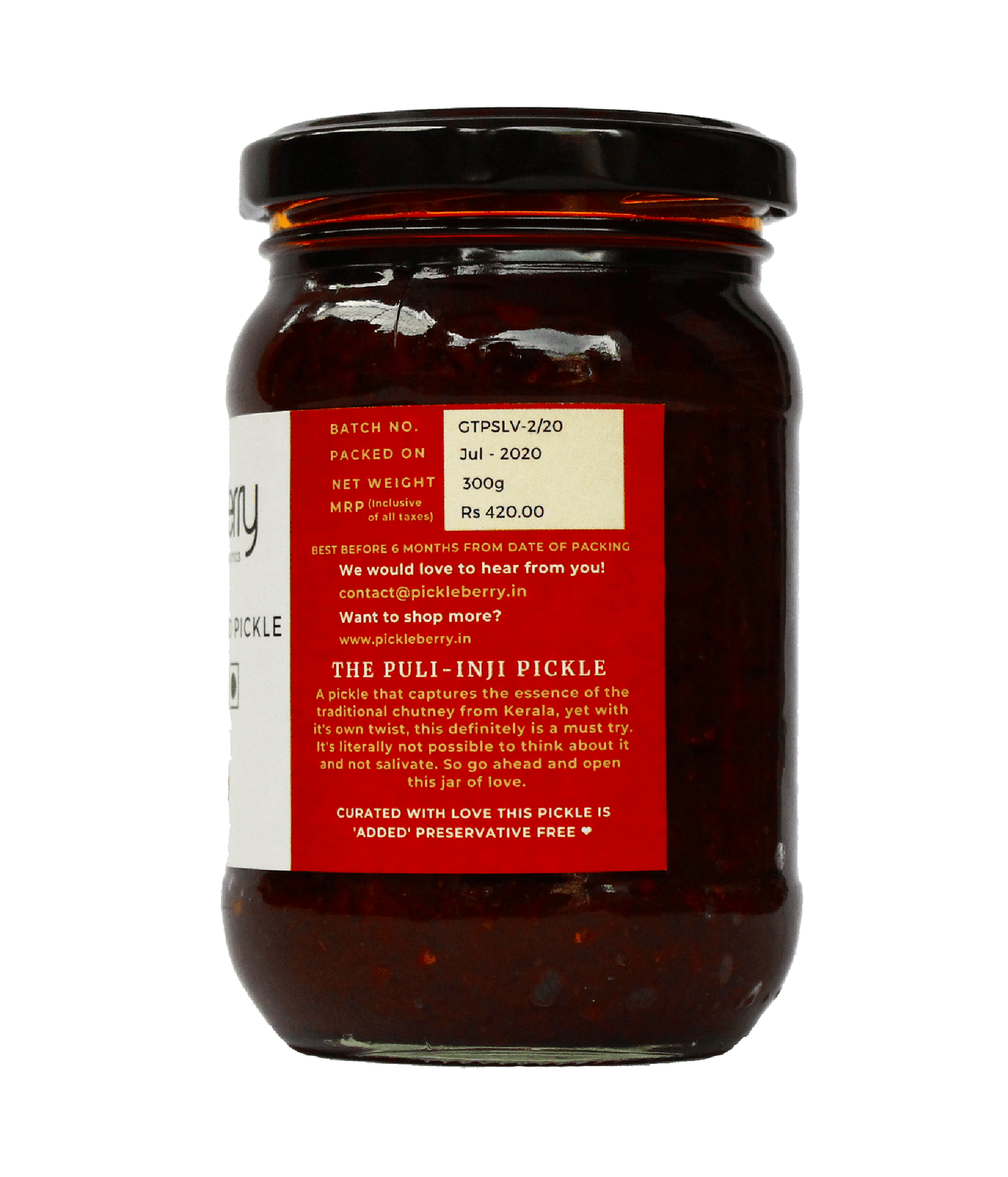 Pickleberry Homemade Ginger and Tamarind Pickle