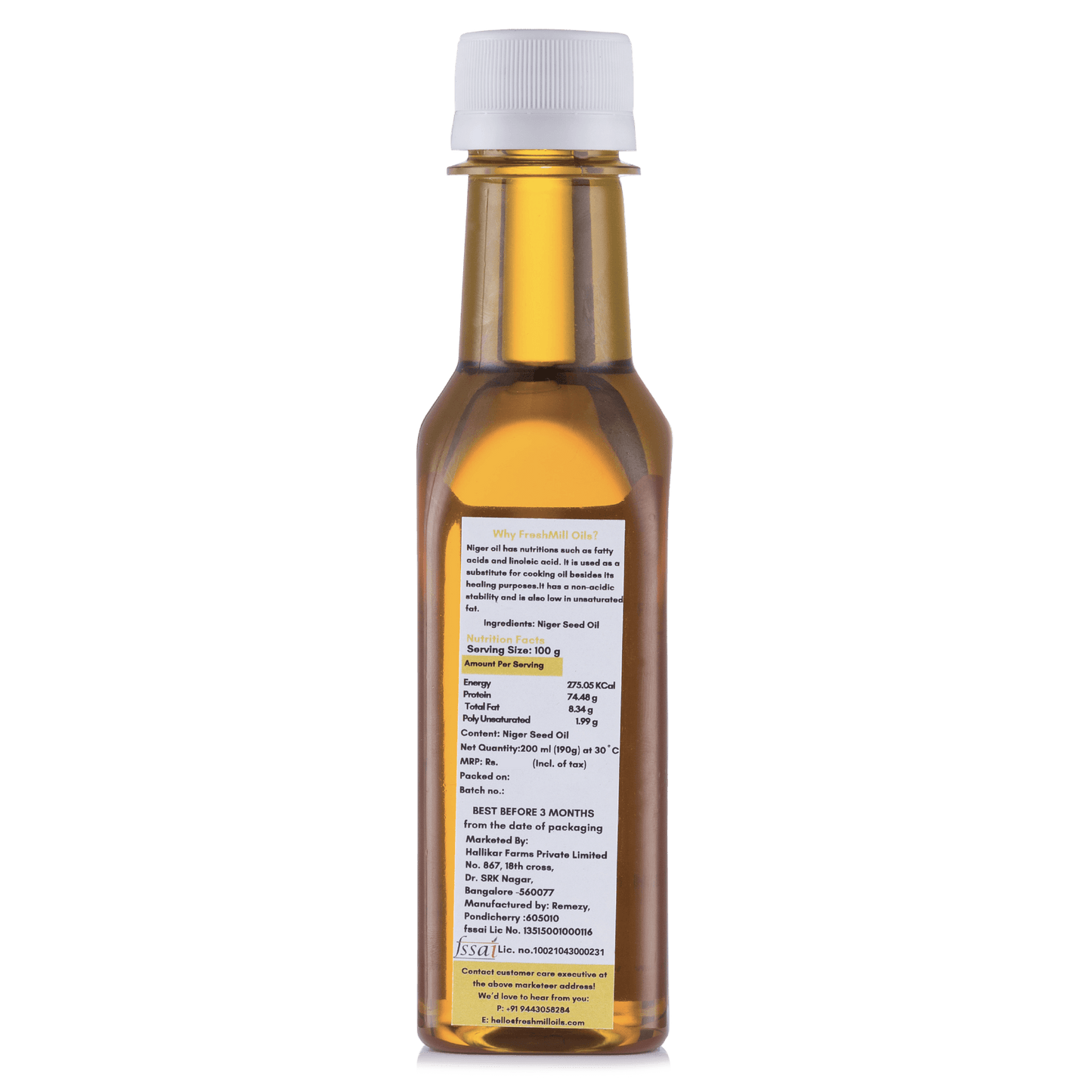 Cold Pressed Niger Seed Oil 200ml