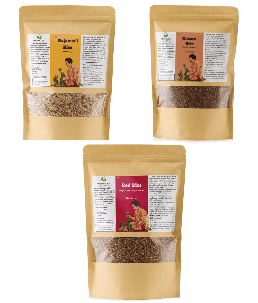 Native Oil Rice Organic Native Rice Combo 1kg each β FreshMill Oils